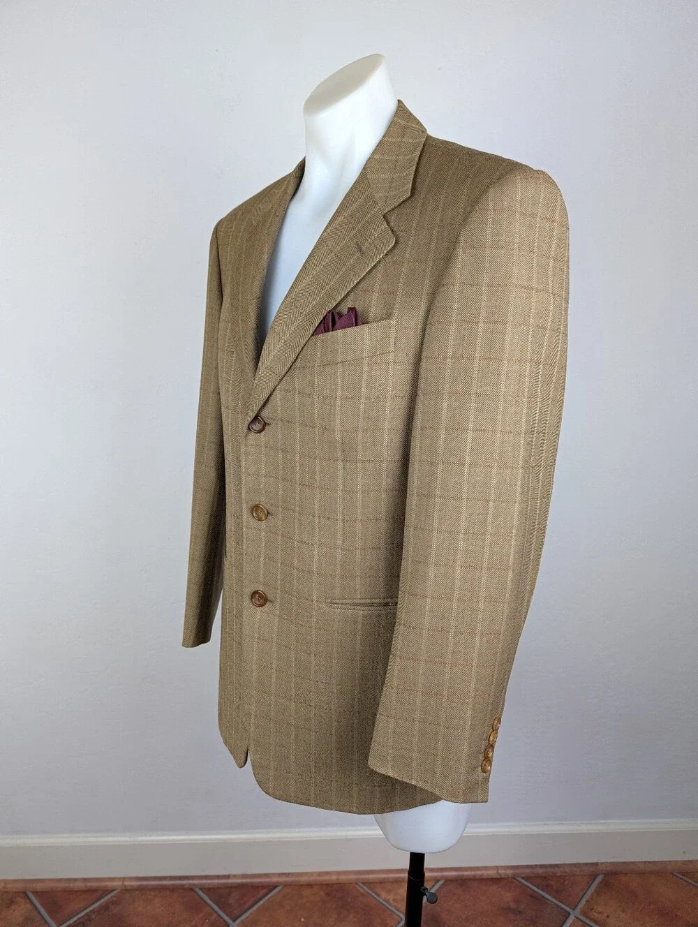 Barcelino x Marco Azzali Virgin Wool Sport Jacket in Soft Tan Herringbone